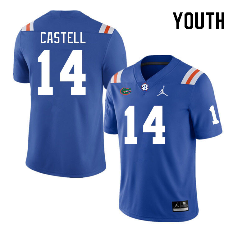 Youth #14 Jordan Castell Florida Gators College Football Jerseys Stitched-Retro